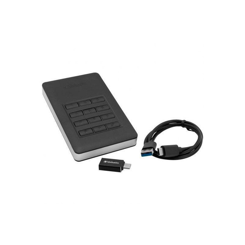 (53403) VERBATIM DISCO DURO EXTERNO STORE 'N' GO 2TB HDD 2.5" USB-C CON TECLADO Y CLAVE DE ACCESO