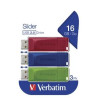 (49326) VERBATIM PENDRIVE SLIDER 16GB RETRÁCTIL USB 2.0 C/SURTIDOS -MULTIPACK 3U-