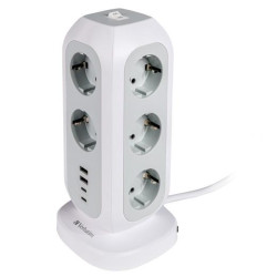 (49547) VERBATIM REGLETA DE ENCHUFES CON 11 TOMAS CON INTERRUPTOR CABLE 2 M + 2 UBS-C Y 2 USB-A BLANCO