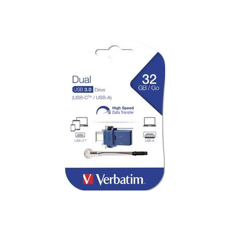 (49966) VERBATIM PENDRIVE GO 32GB HIGH SPEED DUAL USB-C/USB-A 3.0