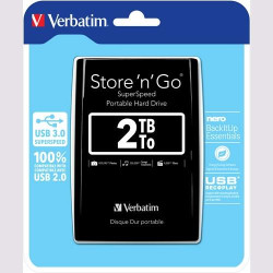 (53177) VERBATIM DISCO DURO PORTÁTIL STORE 'N' GO 2TB HDD 2.5" USB 3.0 NEGRO
