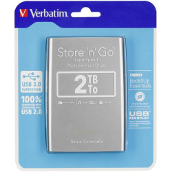 (53189) VERBATIM DISCO DURO PORTÁTIL STORE 'N' GO 2TB HDD 2.5" USB 3.0 PLATA