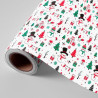 (3150244U) WONDER PAPEL DE REGALO BOBINA 62CM 4KG NAVIDAD MUCHECO DE NIEVE ROJO VERDE
