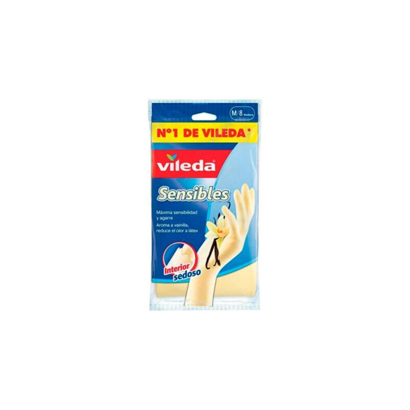 (112168) VILEDA GUANTES SENSIBLES SATINADOS TALLA MEDIANA