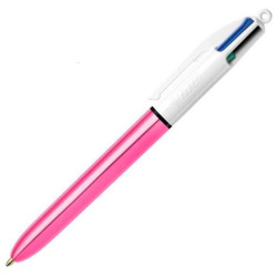 (982875) BIC BOLÍGRAFO 4 COLORES SHINE SILVER CUERPO BLANCO/ROSA METÁLICO CAJA 12 UD