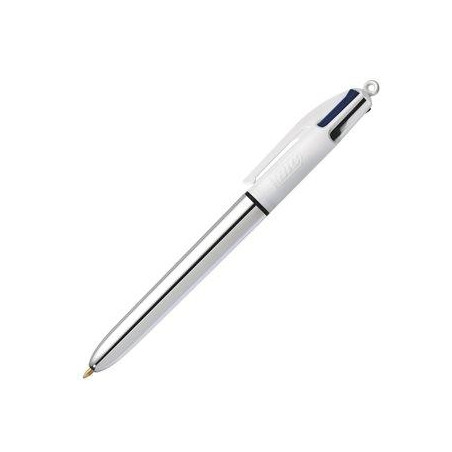 (982873) BIC BOLÍGRAFO 4 COLORES SHINE SILVER CUERPO BLANCO/PLATEADO CAJA 12 UD