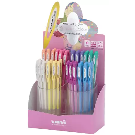 (789032000) UNIBALL ROLLERBALL SIGNO ANGELIC COLOUR UM-120AC/4D 0.7MM C/SURTIDOS PASTEL EXPOSITOR 48 UD