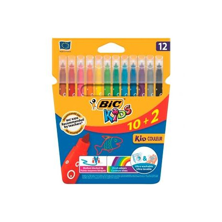 (9202942) BIC ROTULADORES BIC KIDS COLOREUR 10+2 PUNTA MEDIA SURTIDOS
