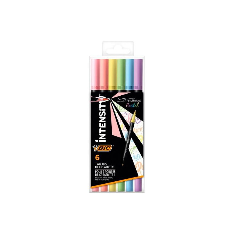 (503826) BIC ROTULADOR INTENSITY TIP FELT PENS PUNTA FINA/PINCEL C/SURTIDOS PASTEL BLÍSTER 6 UD