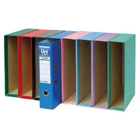 (92556) UNISYSTEM CAJETÍN PARA ARCHIVADOR PALANCA COLOR 65MM FOLIO VERDE VITAL