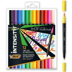 (989695) BIC ROTULADORES INTENSITY TIP FELT PENS PUNTA FINA/PINCEL COLORES SURTIDOS VIVOS BLÍSTER 12 UD