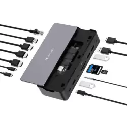 (32173) VERBATIM DOCK STATION 15 EN 1 USB-C A 2XHDMI/1XDP/1XRJ45/1XUSB-A 3.1/2XUSB-A 3.0/1XUSB-A 2.0/1XUSB-C 3.1/1XTARJE...