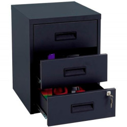 (PFAM3S-AV1) BISLEY CAJONERA METÁLICA 3 CAJONES 40X51X40 CM (ANCHO X ALTO X FONDO) CON RUEDAS ANTRACITA (MONTADO)