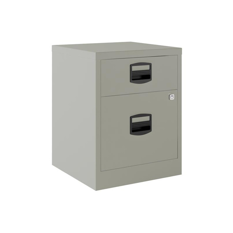 (PFAM1S1F-V7) BISLEY CAJONERAS METALICAS 1 CAJÓN PERSONAL + 1 CAJÓN ARCHIVO A4 MÓVIL FONDO 40CM GRIS ( MONTADO)