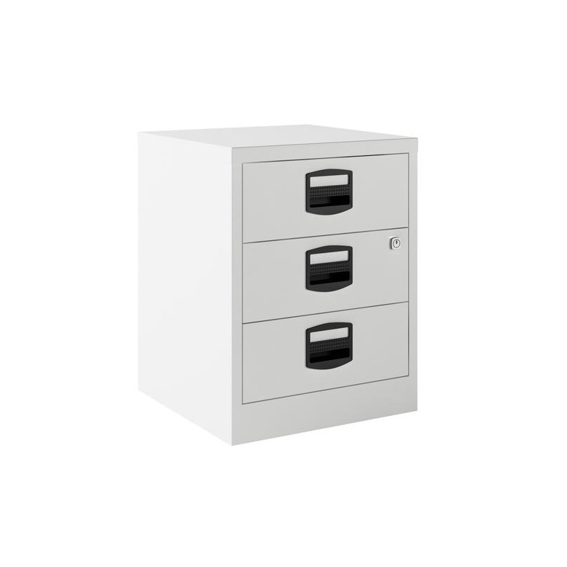 (PFAM3S-BA5) BISLEY CAJONERA METÁLICA 3 CAJONES 40X51X40 CM (ANCHO X ALTO X FONDO) CON RUEDAS BLANCO (MONTADO)