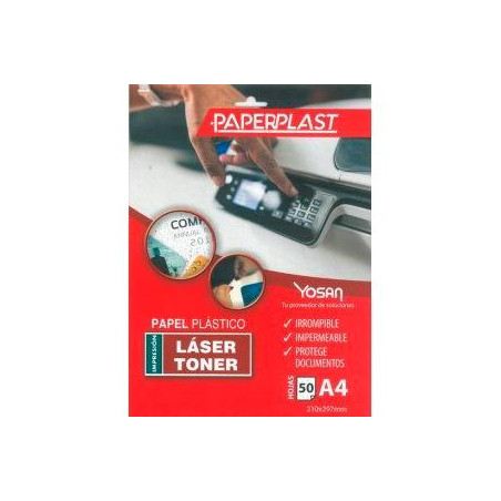 (0558UPPB120A4/50) YOSAN PAPEL PLÁSTICO PAPERPLAST A4 PELÍCULA DE POLIESTER 120 MICRAS IMPRIMIBLE PAQUETE 50H