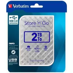 (53198) VERBATIM DISCO DURO PORTÁTIL STORE 'N' GO 2TB HDD 2.5" USB 3.0 PLATA