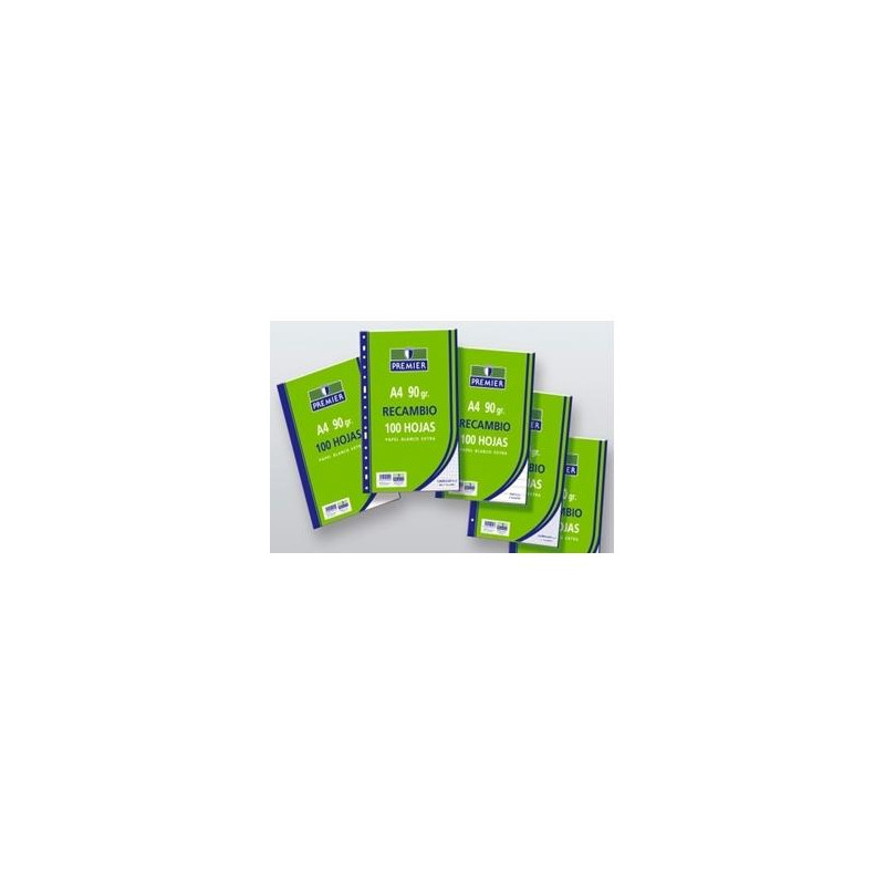 (C516-A4-90) ZORRILLA RECAMBIO PREMIER 100H A4 90GR HORIZONTAL 4 TALADROS PAPEL BLANCO EXTRA