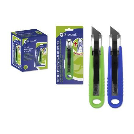 (326994) BISMARK CUTTER PROFESIONAL RETRACTIL CON CUCHILLA FRACTURABLE DE 18 MM BLISTER