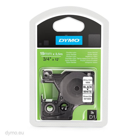 (S0718050) DYMO CINTA DE TRANSFERENCIA TÉRMICA D1 16958. ETIQUETAS ESTÁNDAR NEGRO SOBRE BLANCO DE 19MMX3