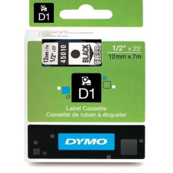 (S0720500) DYMO CINTA DE TRANSFERENCIA TERMICA D1 45010. ETIQUETAS ESTÁNDAR NEGRO SOBRE TRANSPARENTE DE 12MMX7M. POLIESTER ...