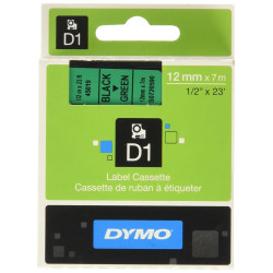 (S0720590) DYMO CINTA DE TRANSFERENCIA TERMICA D1 45019. ETIQUETAS ESTÁNDAR NEGRO SOBRE VERDE DE 12MMX7M.POLIESTER AUTOADHE...