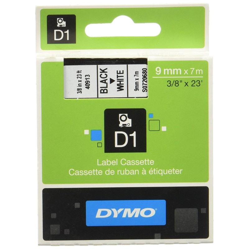 (S0720680) DYMO CINTA DE TRANSFERENCIA TERMICA D1 40913. ETIQUETAS ESTÁNDAR NEGRO SOBRE BLANCO DE  9MMX7M. POLIESTER AUTOAD...