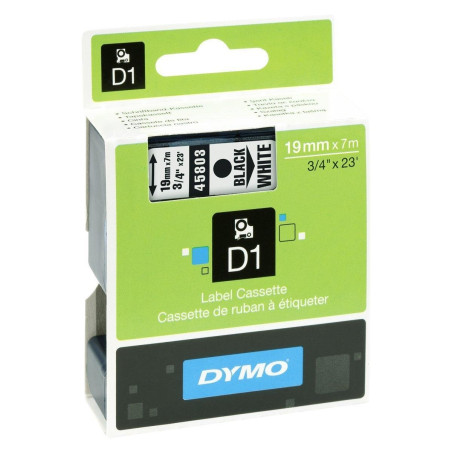 (S0720830) DYMO CINTA DE TRANSFERENCIA TERMICA D1 45803. ETIQUETAS ESTÁNDAR NEGRO SOBRE BLANCO DE 19MMX7M. POLIESTER AUTOAD...