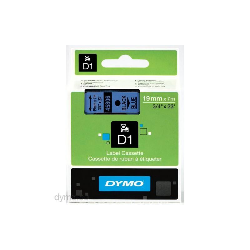 (S0720860) DYMO CINTA DE TRANSFERENCIA TÉRMICA D1 45806. ETIQUETAS ESTÁNDAR NEGRO SOBRE AZUL DE 19MMX7M. POLIESTER AUTOADHE...