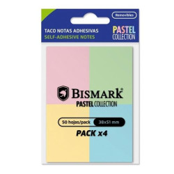 (921090) BISMARK TACO DE NOTAS ADHESIVAS 50H 38X51 COLORES PASTEL