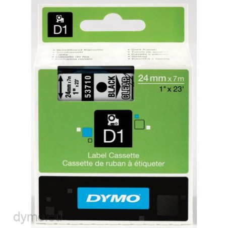 (S0720920) DYMO CINTA DE TRANSFERENCIA TERMICA D1 53710. ETIQUETAS ESTÁNDAR NEGRO SOBRE TRANSPARENTE DE 24MMX7M. POLIESTER ...