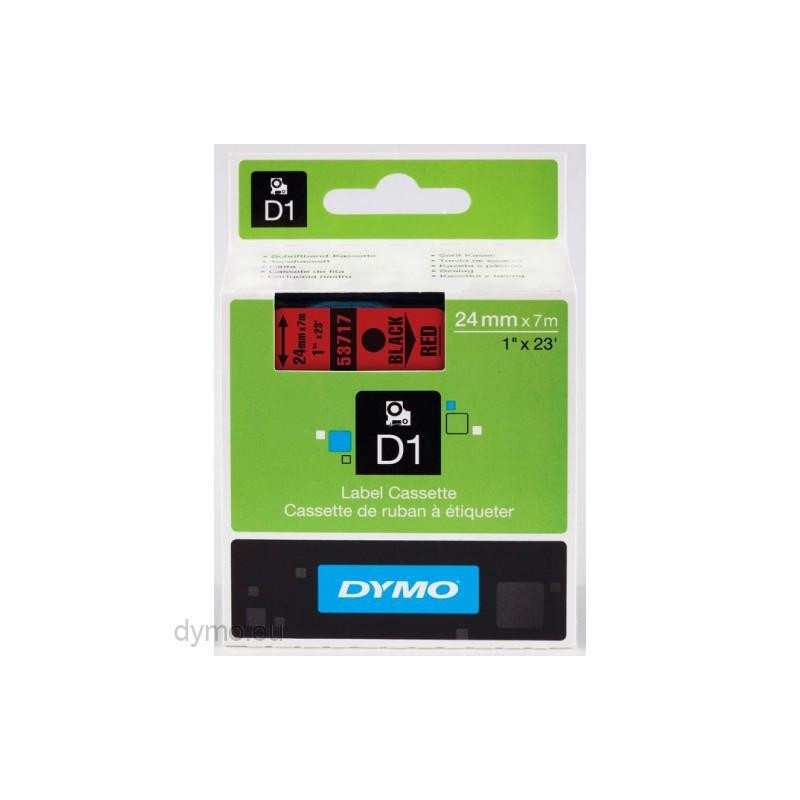 (S0720970) DYMO CINTA DE TRANSFERENCIA TERMICA D1 53717. ETIQUETAS ESTÁNDAR NEGRO SOBRE ROJO DE 24MMX7M. POLIESTER AUTOADHE...