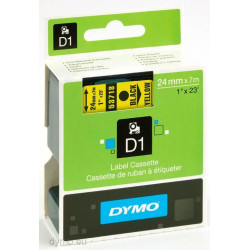 (S0720980) DYMO CINTA DE TRANSFERENCIA TERMICA D1 53718. ETIQUETAS ESTÁNDAR NEGRO SOBRE AMARILLO DE 24MMX7M. POLIESTER AUTO...