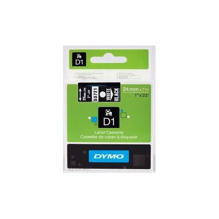 (S0721010) DYMO CINTA DE TRANSFERENCIA TERMICA D1 53721. ETIQUETAS ESTÁNDAR BLANCO SOBRE NEGRO DE 24MMX7M. POLIESTER AUTOAD...