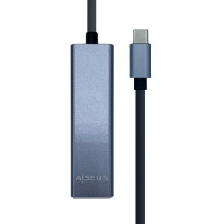 (A109-0396) AISENS CONVERSOR USB3.1 GEN1 USB-C A ETHERNET GIGABIT 10/100/1000 MBPS + HUB 3XUSB3.0 GRIS 15CM
