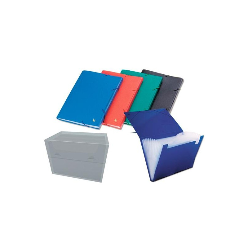 (540230) BISMARK CARPETA FUELLE ACORDEÓN 12 C/GOMA A4 PP OPACO C/SURTIDOS