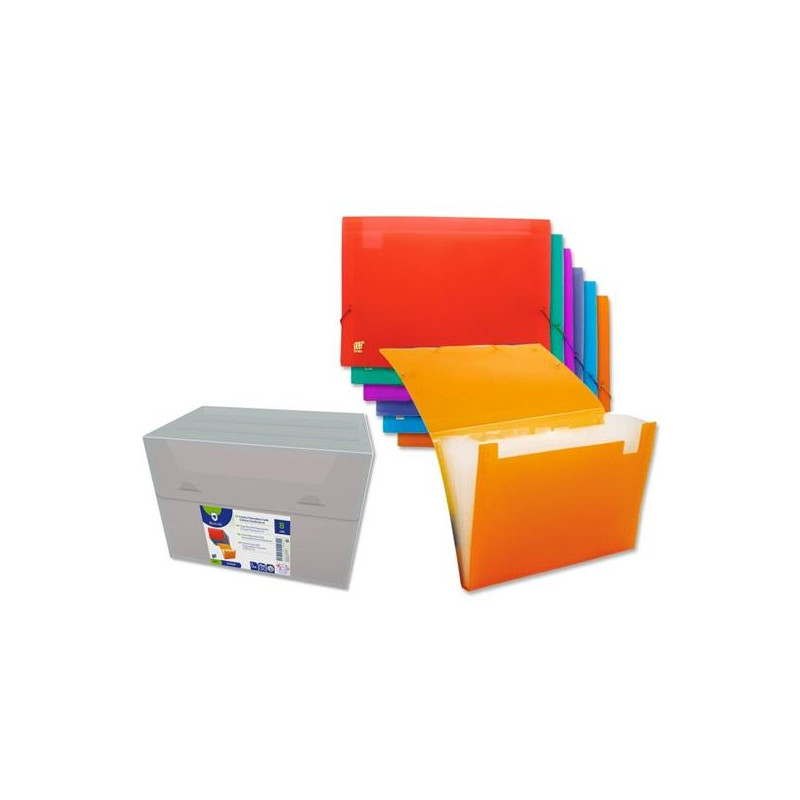 (541600) BISMARK CARPETA FUELLE ACORDEÓN 12 C/GOMA A4 PP TRANSPARENTE C/SURTIDOS