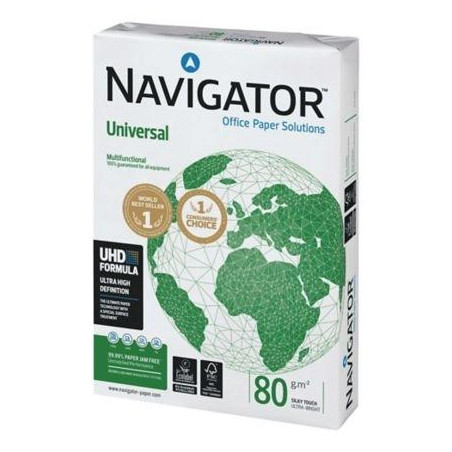(108805) NAVIGATOR PAPEL UNIVERSAL DIN A4 80GR PAQUETE 500H BLANCO -CAJA 5 UD- *** MAS DE 7 CAJAS SE PALETIZA