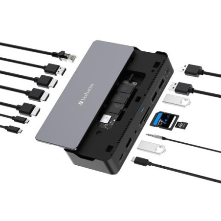 (32173) VERBATIM DOCK STATION 15 EN 1 USB-C A 2XHDMI/1XDP/1XRJ45/1XUSB-A 3.1/2XUSB-A 3.0/1XUSB-A 2.0/1XUSB-C 3.1/1XTARJE...