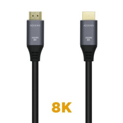 (A150-0425) AISENS CABLE HDMI V2.1 PREMIUM ALTA VELOCIDAD HEC 8K@60HZ 48GBPS A/M - A/M GRIS/NEGRO 0,5M