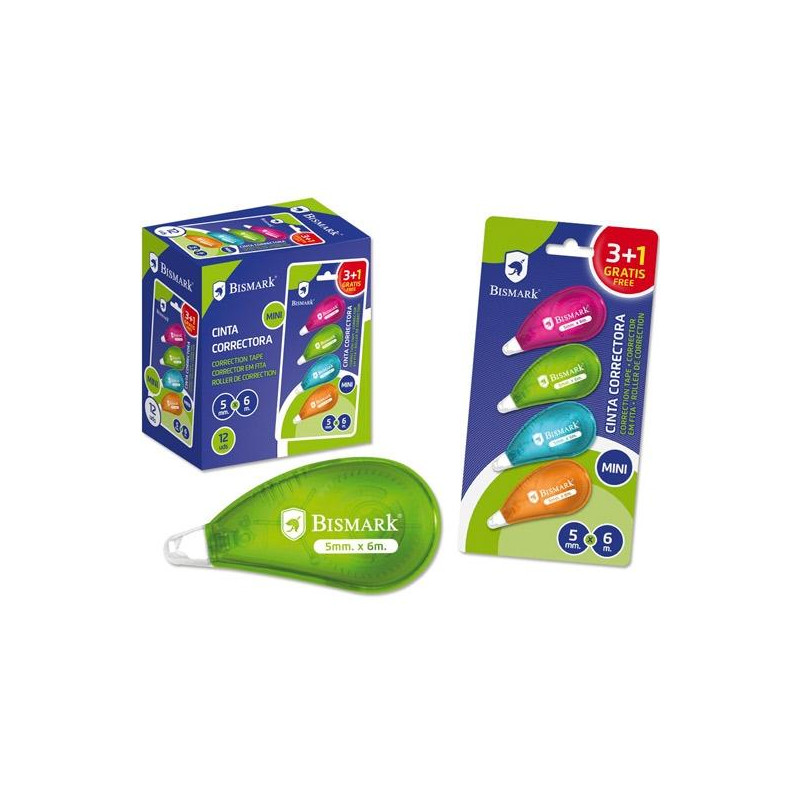(325762) BISMARK CINTA CORRECTORA MINI 5MMX6M NEÓN -BLISTER-