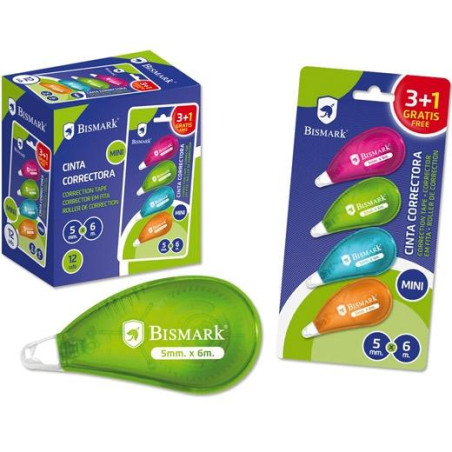 (325762) BISMARK CINTA CORRECTORA MINI 5MMX6M NEÓN -BLISTER-