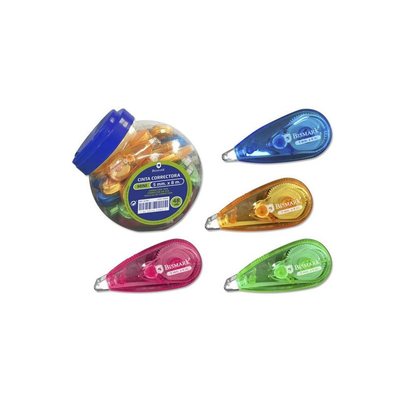 (327567) BISMARK CINTA CORRECTORA MINI 5MMX8M COLORES SURTIDOS