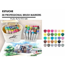 (AB-1230) ALEX BOG ROTULADORES CANVAS LUXE PROFESSIONAL BRUSH MARKER DOBLE PUNTA BISELADA/PINCEL C/SURTIDOS ESTUCHE 30 UD