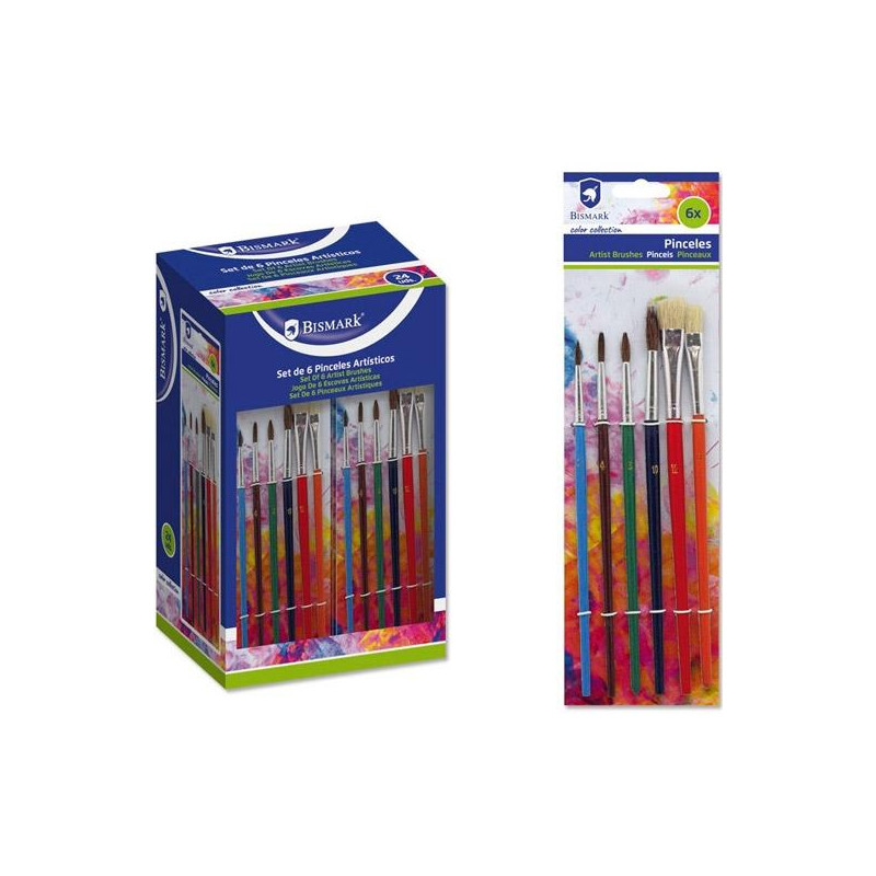 (326064) BISMARK SET 6 PINCELES COLORES SURTIDOS
