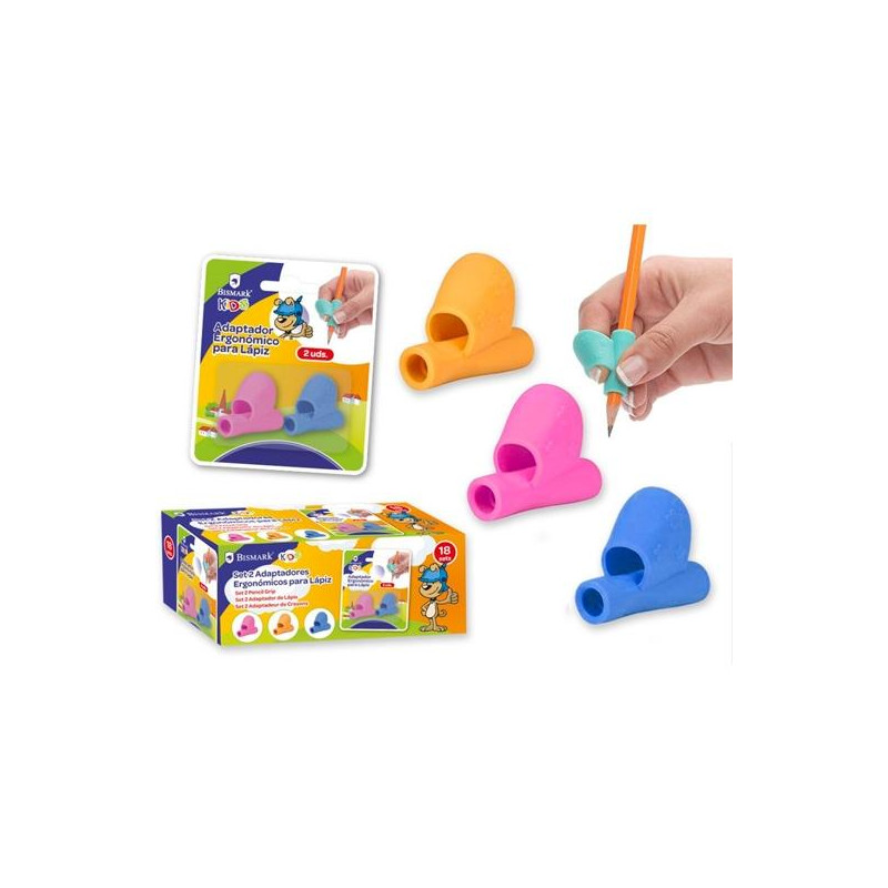 (328428) BISMARK ADAPTADOR DE LAPICERO PARA APRENDIZAJE C/SURTIDOS -SET DE 2-