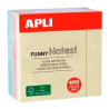 (10972) APLI CUBO DE NOTAS ADHESIVAS FUNNY 75X75MM CUBO DE 400H COLORES SURTIDOS PASTEL