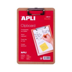 (18213) APLI CARPETA CON PINZA ALAMBRE SUPERIOR A5 BASE DE MADERA