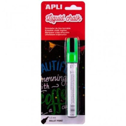 (13958) APLI MARCADOR DE TIZA LÍQUIDA PUNTA REDONDA 5,5MM VERDE BLÍSTER 1 UD