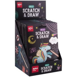 (19259) APLI MINI LÁMINAS RASCA Y DIBUJA SET SCRATCH&DRAW CAJA EXPOSITORA DE 12 SURTIDOS +4 AÑOS